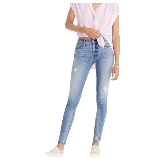 Madewell Denim - Madewell 9” High-Rise Skinny Jeans Destructed-Hem Edition Denim Women’s Size 29
